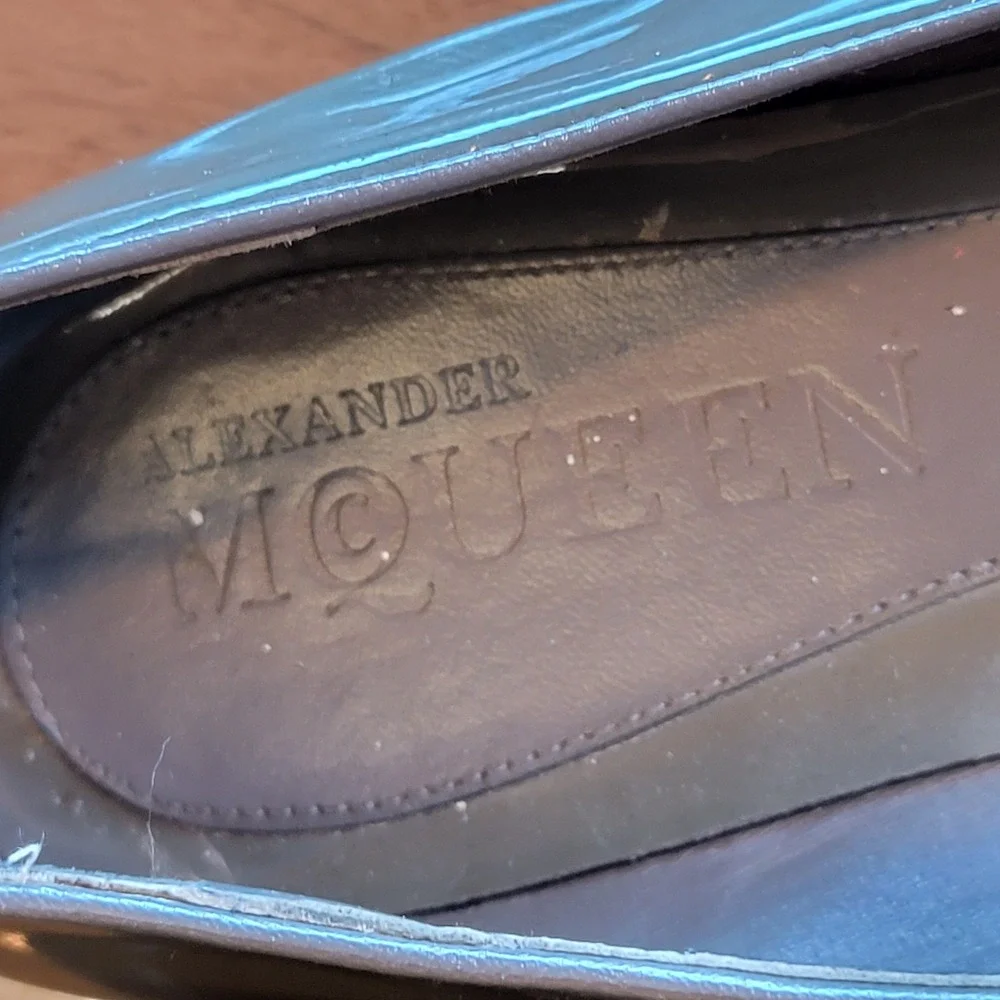Alexander McQueen Sequin Skull Patent Flats -Grey (EU 39/40) AS-IS /PROJECT SHOE